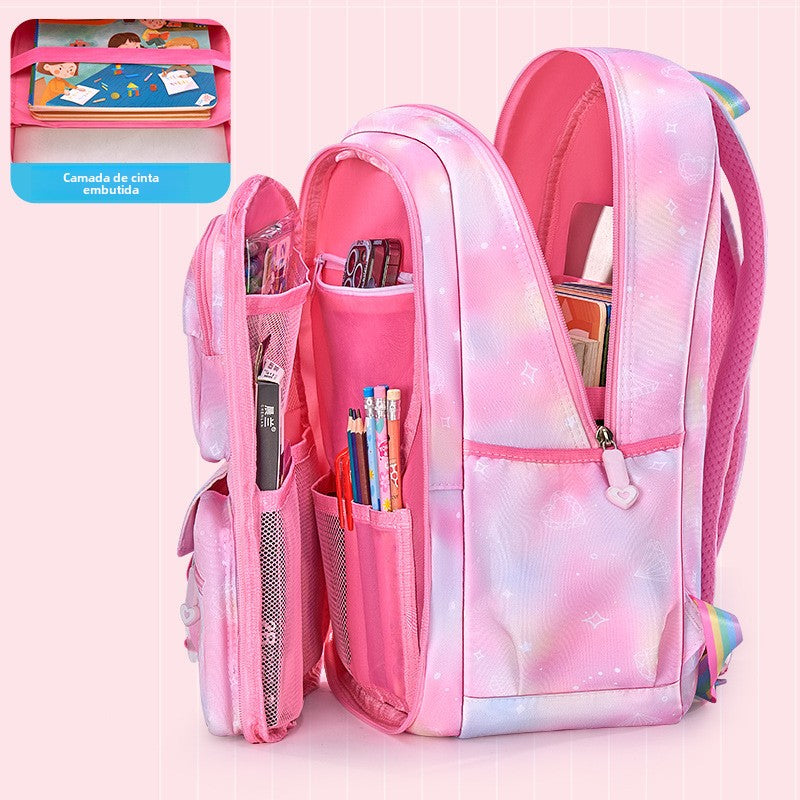 Mochila escolar infantil menina nylon impermeável colecao nova aberta estilo geladeira estudante 1832-2