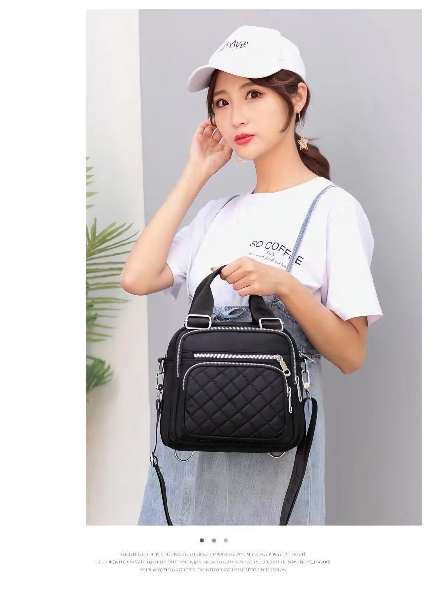 Bolsa feminina vira mochila transversal tiracolo 3 em 1 nylon impermeável multiusos XV-2974