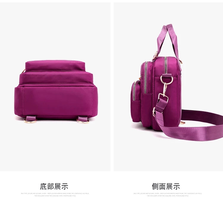 Bolsa feminina vira mochila transversal tiracolo 3 em 1 nylon impermeável multiusos XV-2974