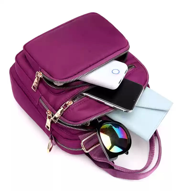 Bolsa feminina vira mochila transversal tiracolo 3 em 1 nylon impermeável multiusos XV-4070