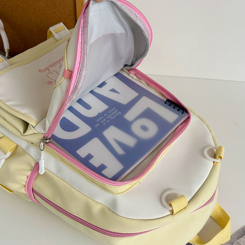 Mochila feminina escolar Multifuncional - Estilo Fofo e Versátil com pingente de grande capacidade impermeável XV-2420