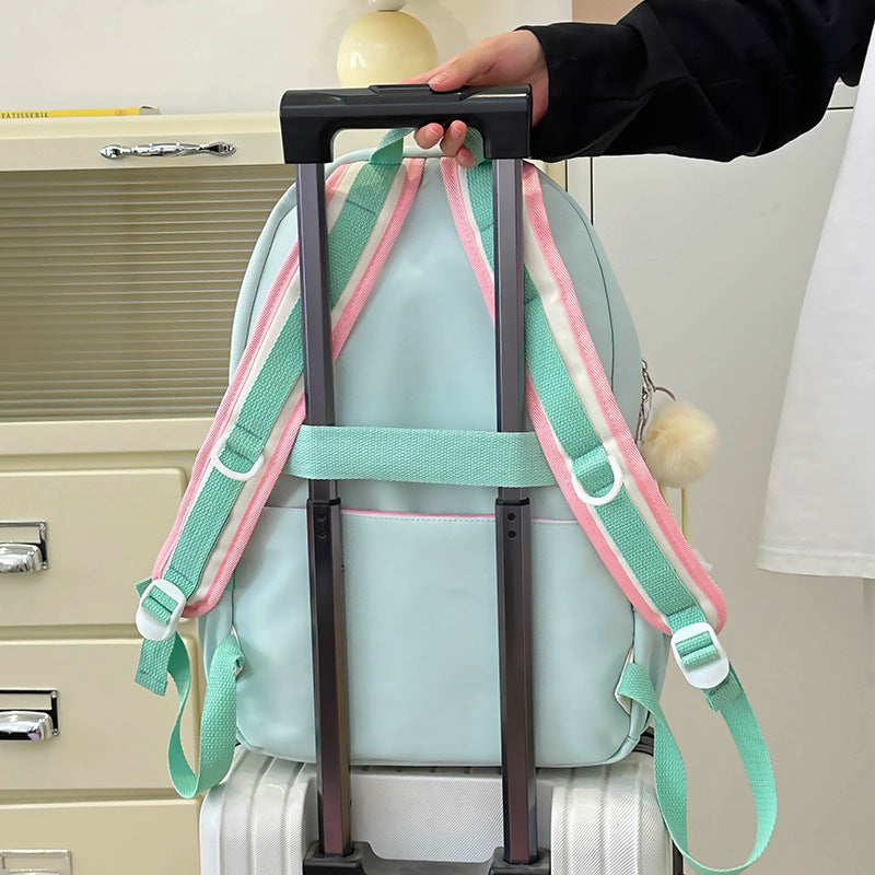 Mochila feminina escolar Multifuncional - Estilo Fofo e Versátil com pingente de grande capacidade impermeável XV-2420