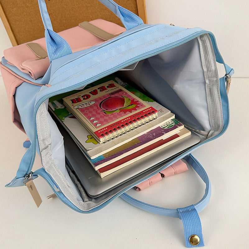 Mochila feminina escolar casual maternidade Multifuncional - Estilo Fofo e Versátil com pingente de grande capacidade impermeável XV-2419