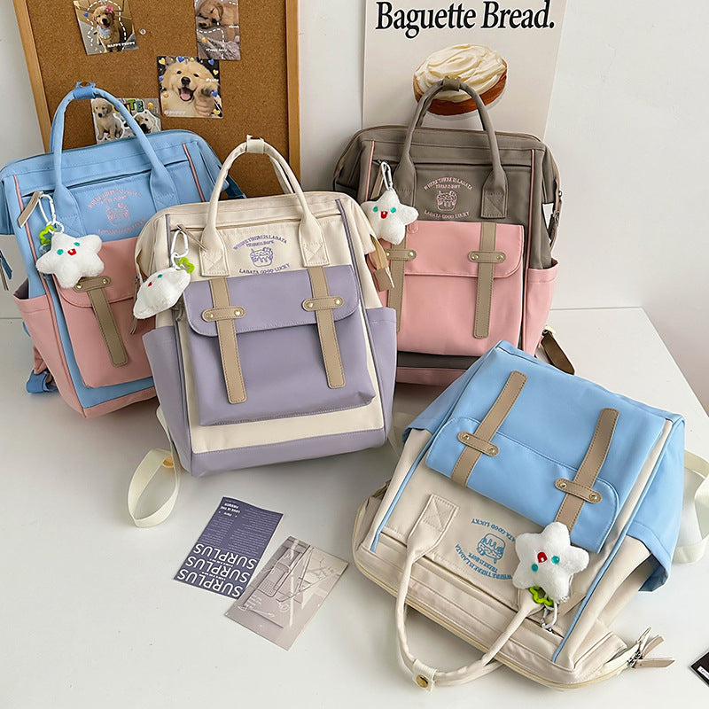 Mochila feminina escolar casual maternidade Multifuncional - Estilo Fofo e Versátil com pingente de grande capacidade impermeável XV-2419