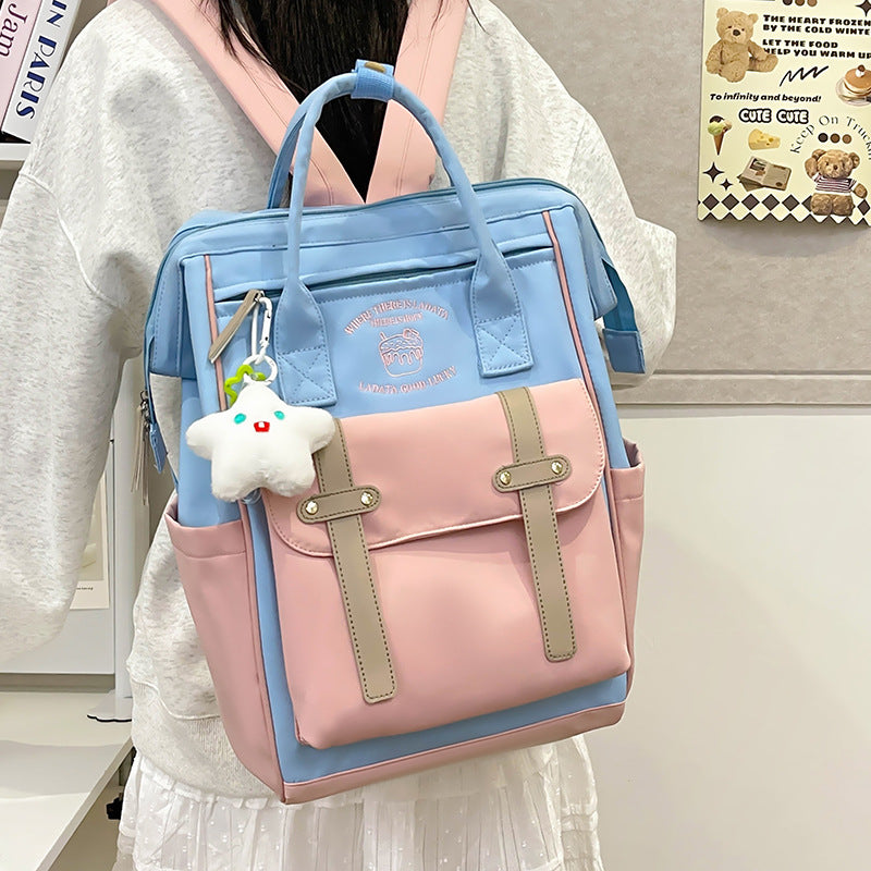 Mochila feminina escolar casual maternidade Multifuncional - Estilo Fofo e Versátil com pingente de grande capacidade impermeável XV-2419