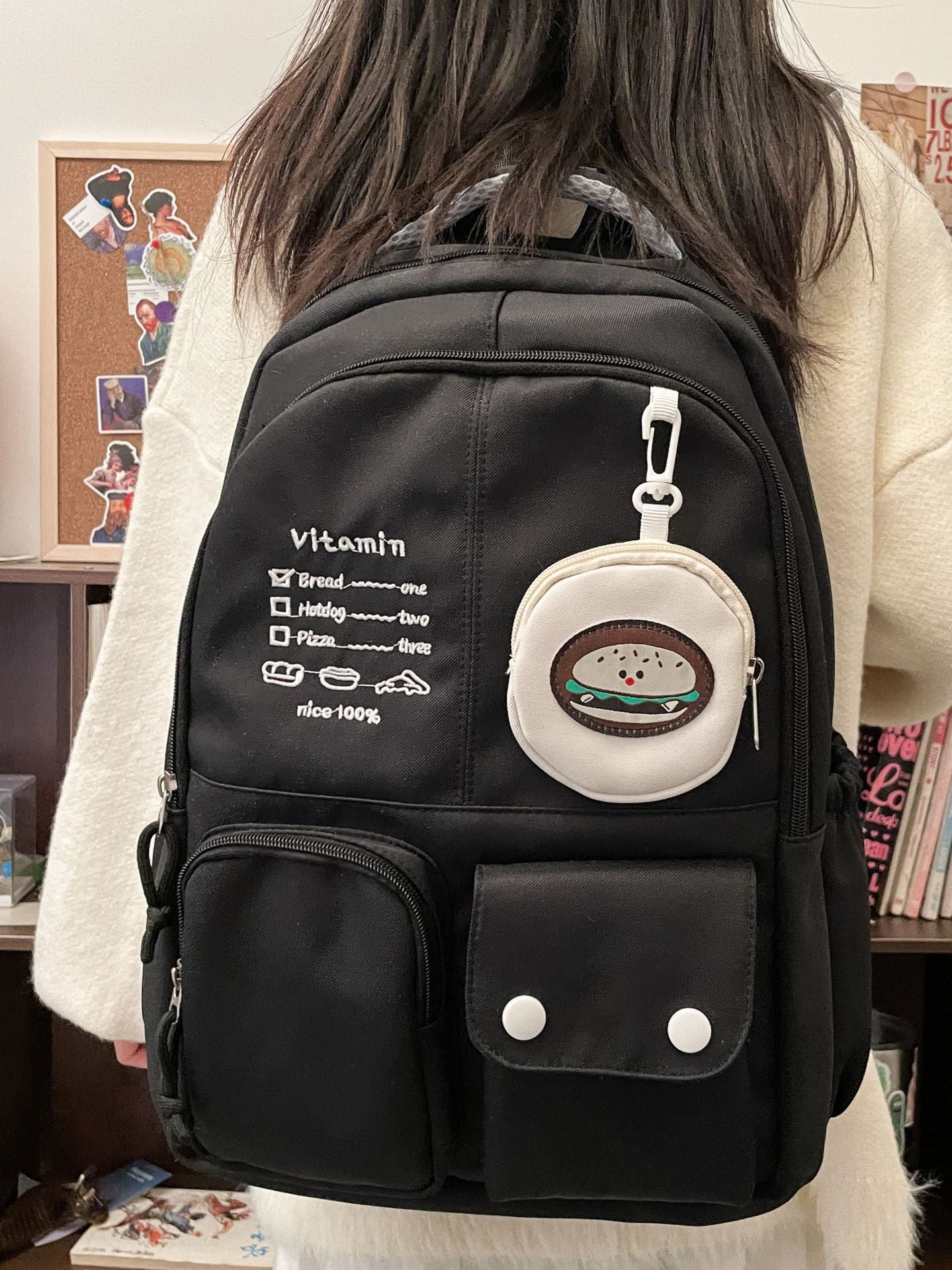 Mochila feminina de grande capacidade nylon impermeável 371