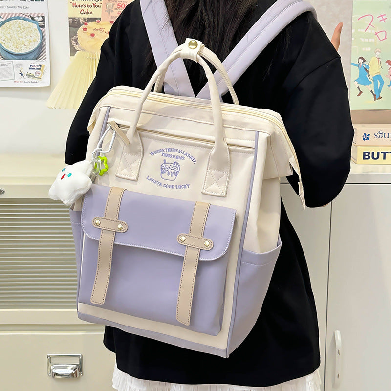 Mochila feminina escolar casual maternidade Multifuncional - Estilo Fofo e Versátil com pingente de grande capacidade impermeável XV-2419