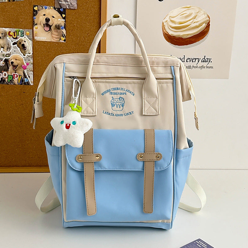 Mochila feminina escolar casual maternidade Multifuncional - Estilo Fofo e Versátil com pingente de grande capacidade impermeável XV-2419