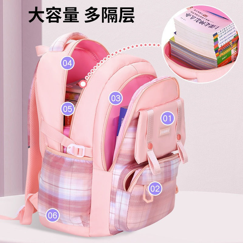 Mochila feminina escolar de grande capacidade nylon impermeável Xadrez 1719