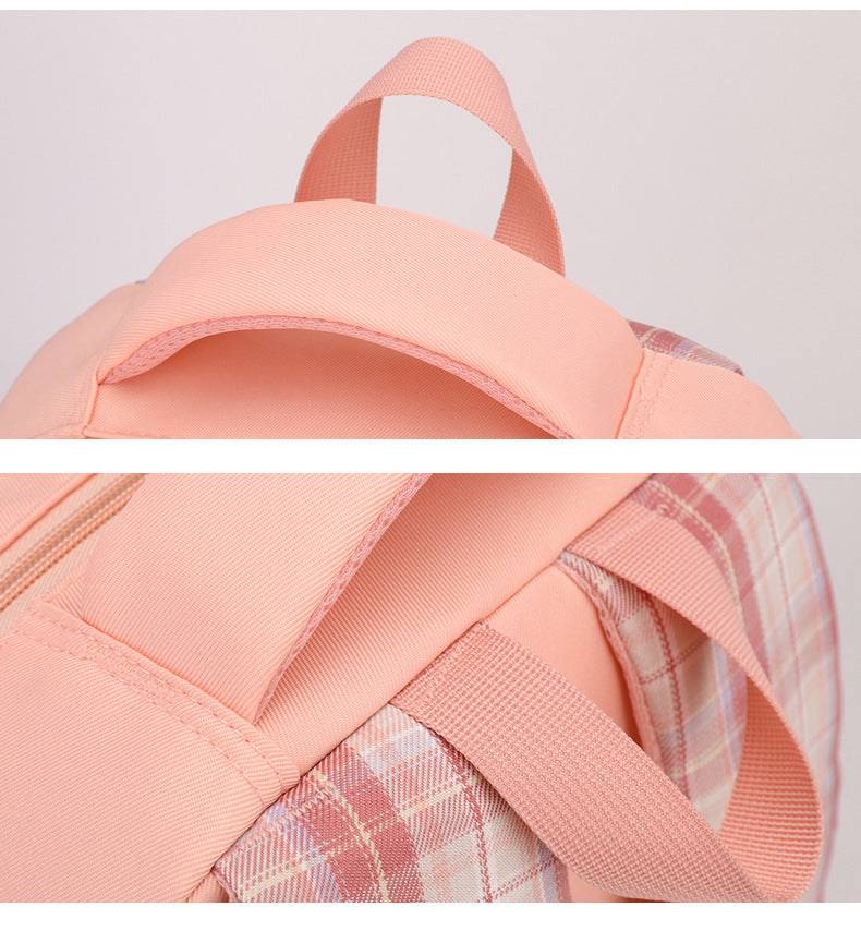 Mochila feminina escolar de grande capacidade nylon impermeável Xadrez 1719