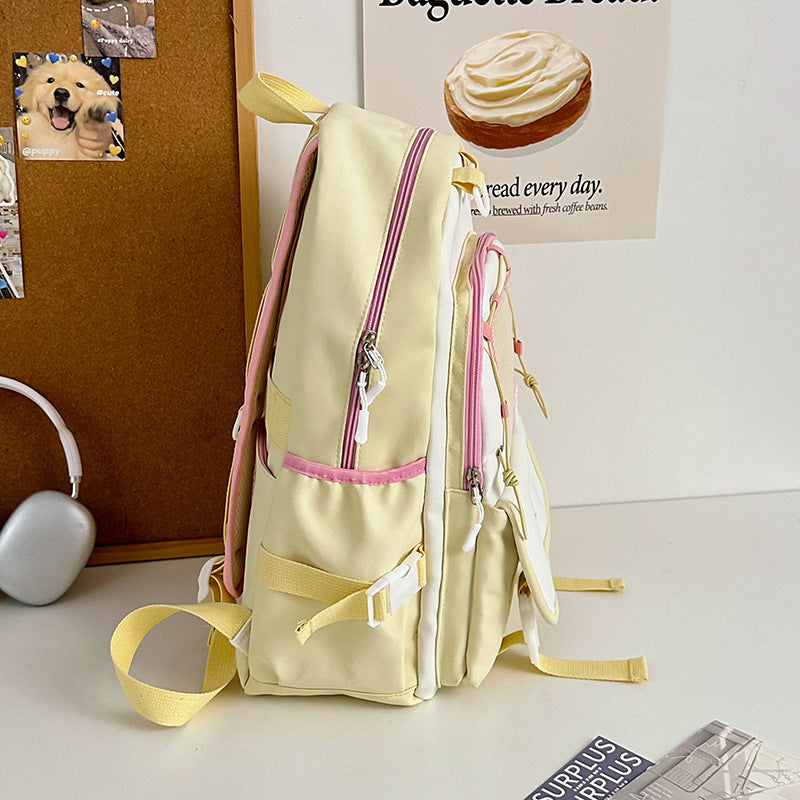 Mochila feminina escolar Multifuncional - Estilo Fofo e Versátil com pingente de grande capacidade impermeável XV-2420