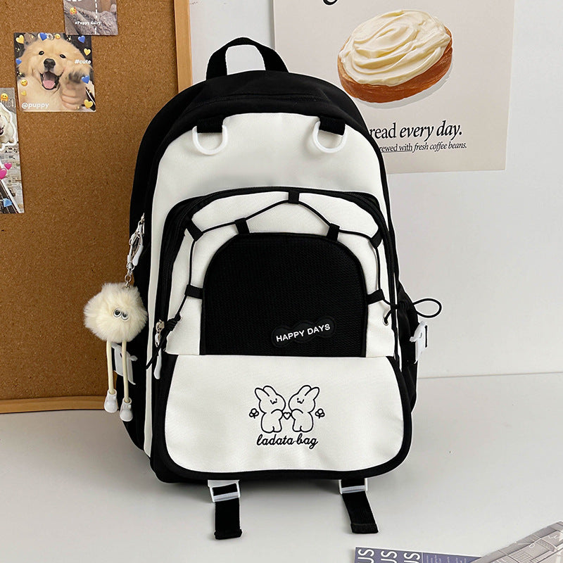 Mochila feminina escolar Multifuncional - Estilo Fofo e Versátil com pingente de grande capacidade impermeável XV-2420