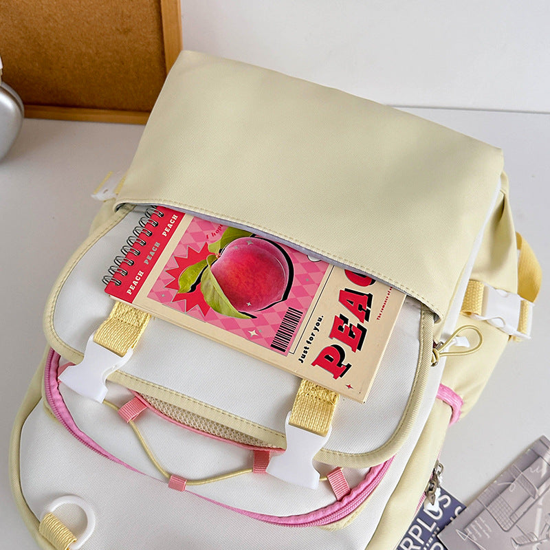 Mochila feminina escolar Multifuncional - Estilo Fofo e Versátil com pingente de grande capacidade impermeável XV-2420