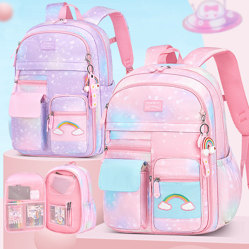 Mochila escolar infantil menina nylon impermeável colecao nova aberta estilo geladeira estudante XV-251