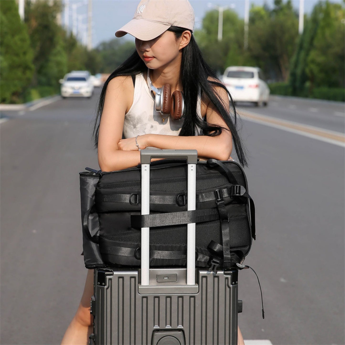 Bolsa Mochila Grande de viagem tipo mala 4 em 1 com Compartimento de Ténis XV-245