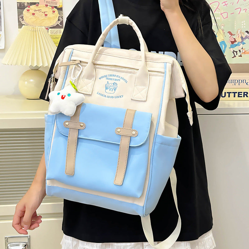 Mochila feminina escolar casual maternidade Multifuncional - Estilo Fofo e Versátil com pingente de grande capacidade impermeável XV-2419