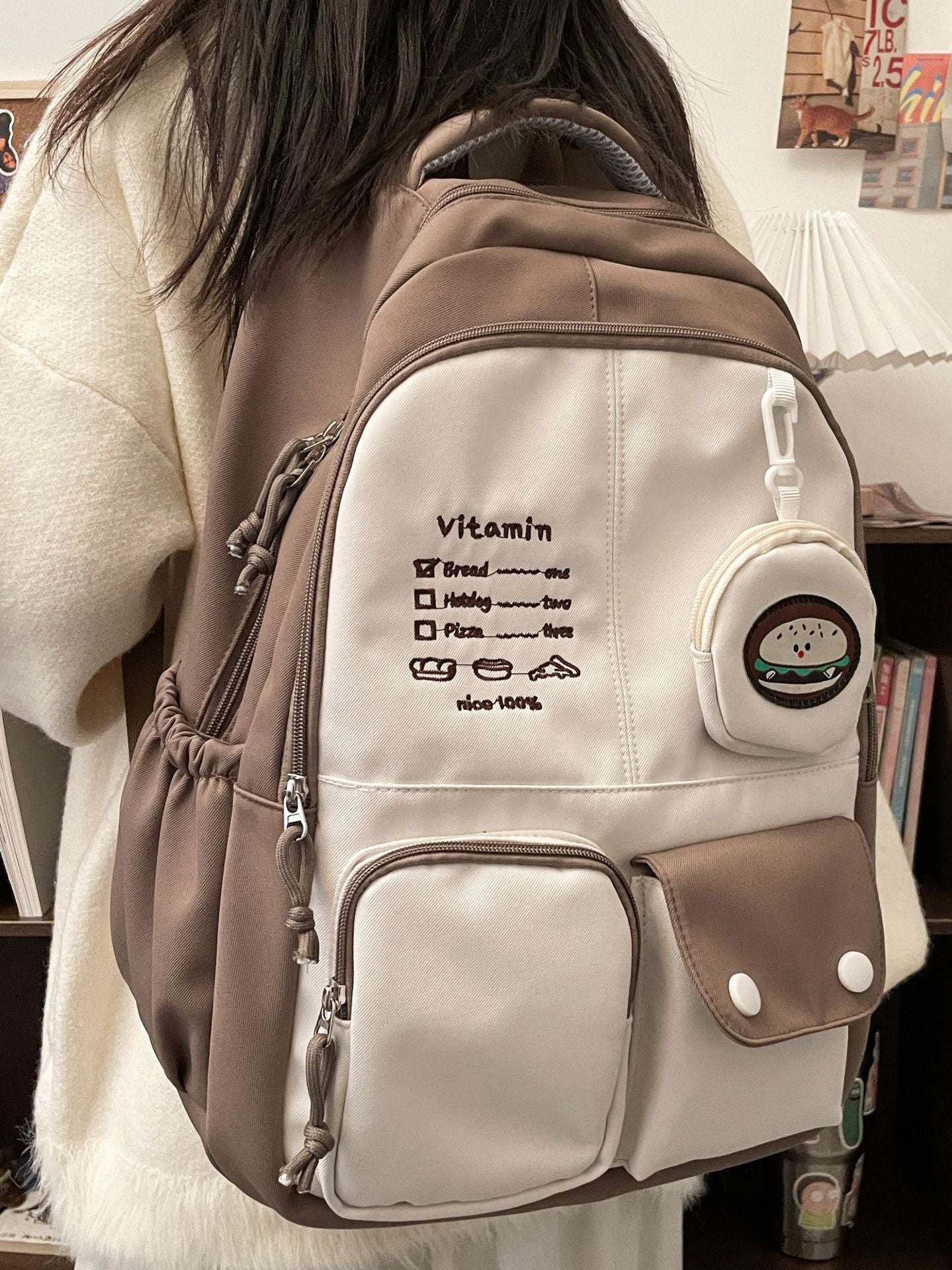 Mochila feminina de grande capacidade nylon impermeável 371