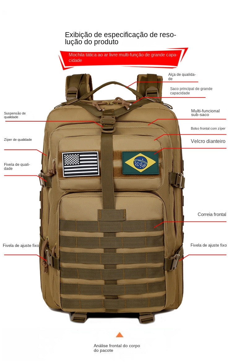 Mochila Tática Camping Militar Multifuncional 50l Impermeavel aventuras ao livre missões táticas XV-5569