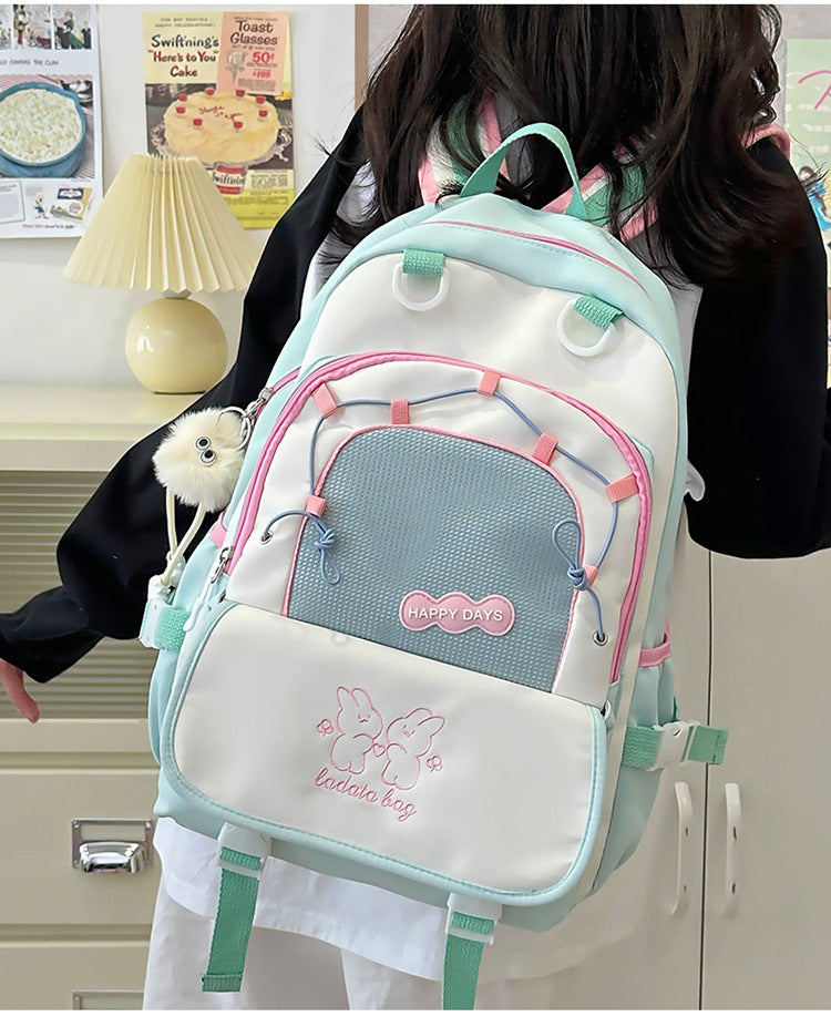 Mochila feminina escolar Multifuncional - Estilo Fofo e Versátil com pingente de grande capacidade impermeável XV-2420