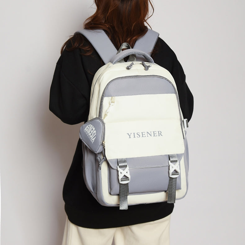 Mochila feminina escolar Multifuncional - Estilo Fofo e Versátil com pingente de grande capacidade impermeável XV-2422
