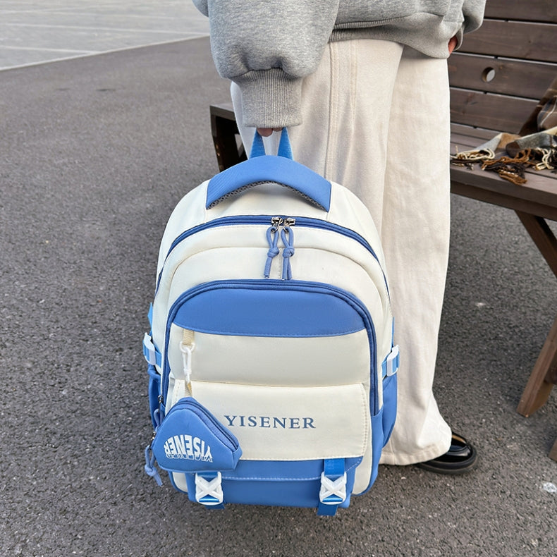 Mochila feminina escolar Multifuncional - Estilo Fofo e Versátil com pingente de grande capacidade impermeável XV-2422