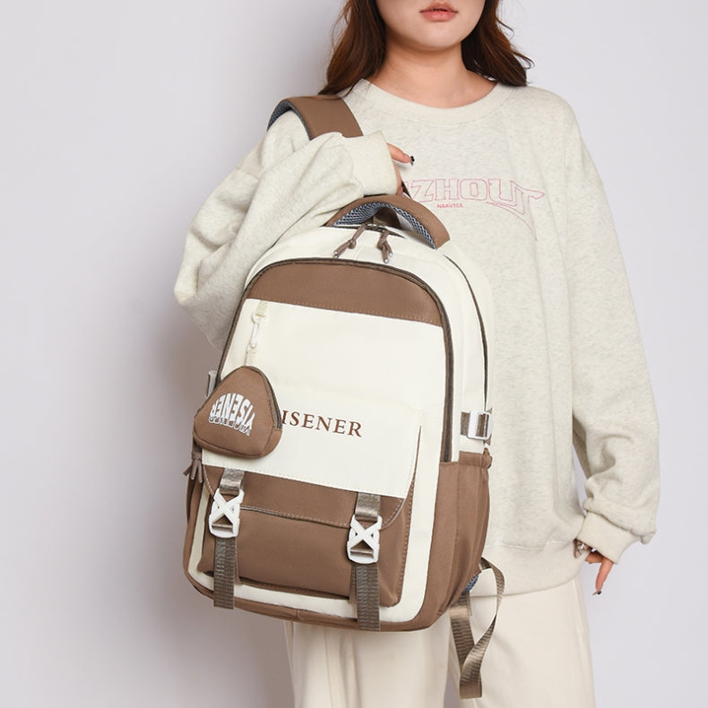 Mochila feminina escolar Multifuncional - Estilo Fofo e Versátil com pingente de grande capacidade impermeável XV-2422
