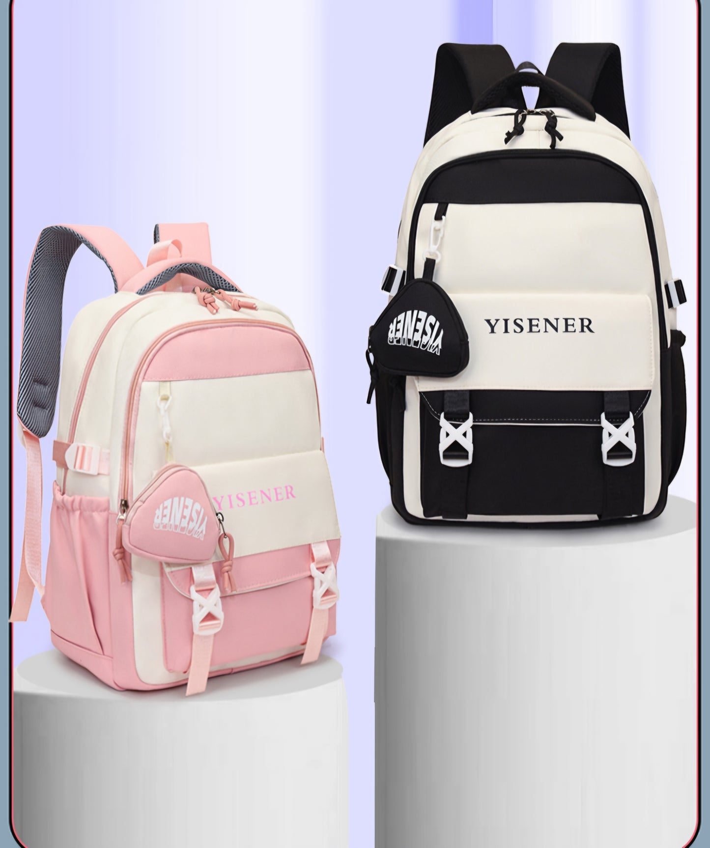 Mochila feminina escolar Multifuncional - Estilo Fofo e Versátil com pingente de grande capacidade impermeável XV-2422