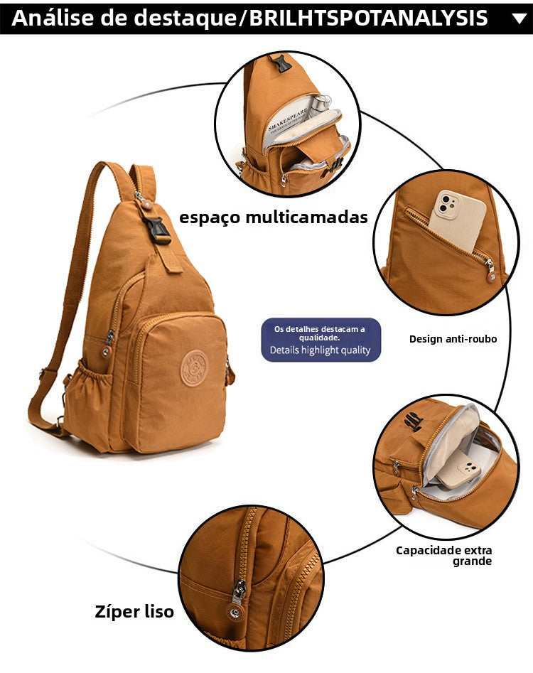 Mochila Bolsa Transversal Compacta Unissex – Uso de Ombro ou Costas, Material Impermeável, Leve e Versátil XV-2411