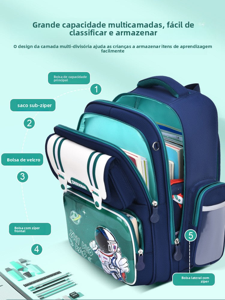Mochila escolar infantil astronauta leve impermeavel Alta capacidade XV-2426
