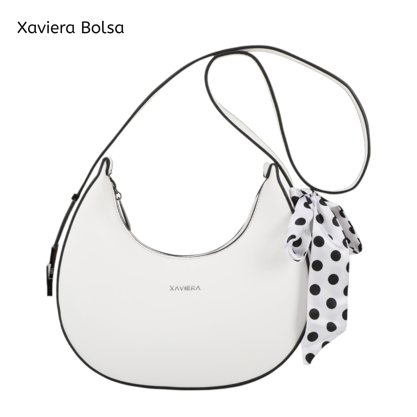 XAVIERA Bolsa Feminina Meia-Lua com Lenço Decorativo – Ref. WX-1615