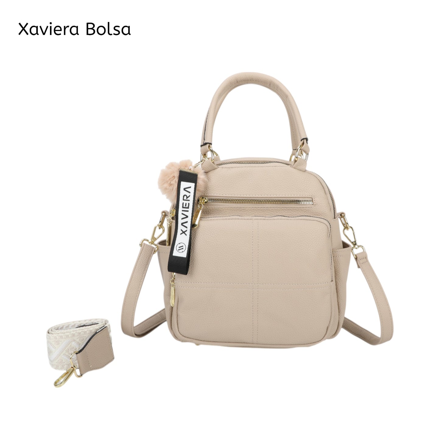 XAVIERA Bolsa Mochila Feminina 3 em 1 com Alça de Mão e Alças Ajustáveis – Ref. WX-1625