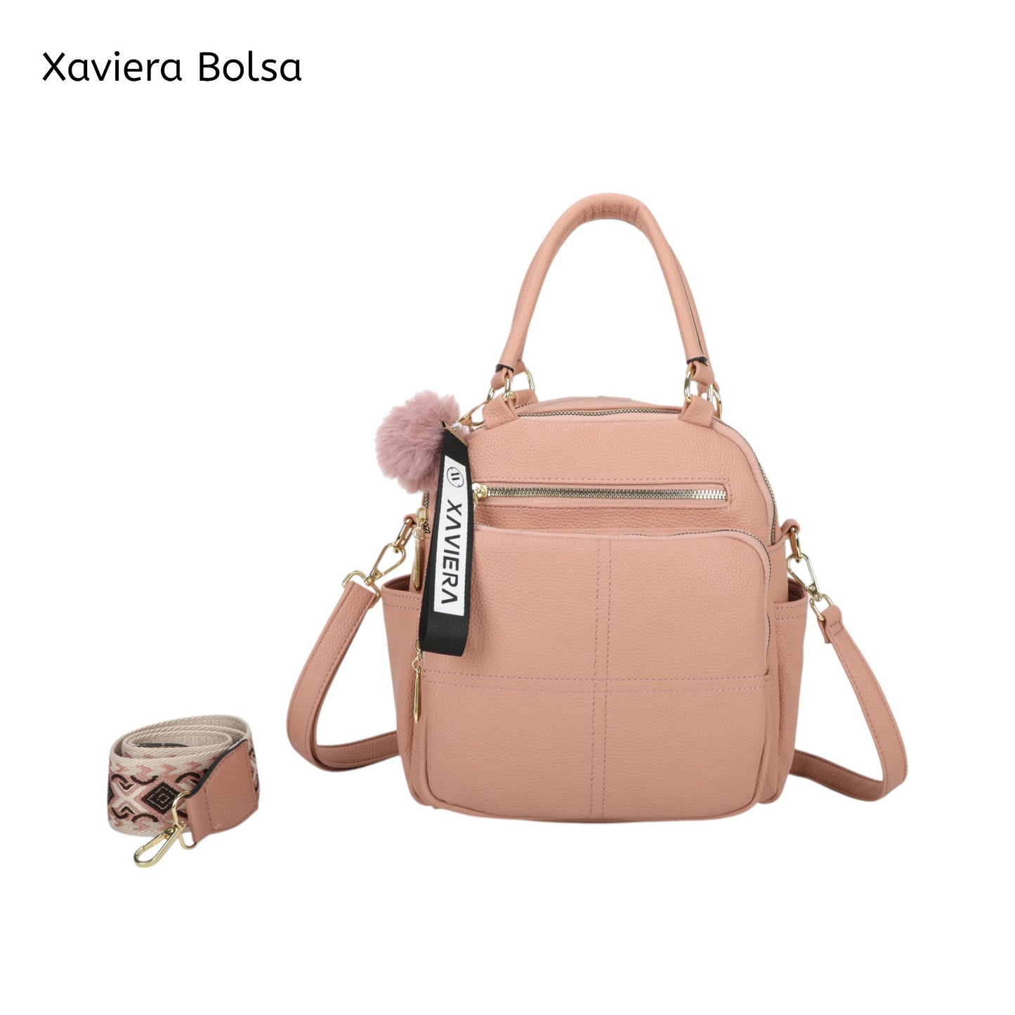 XAVIERA Bolsa Mochila Feminina 3 em 1 com Alça de Mão e Alças Ajustáveis – Ref. WX-1625