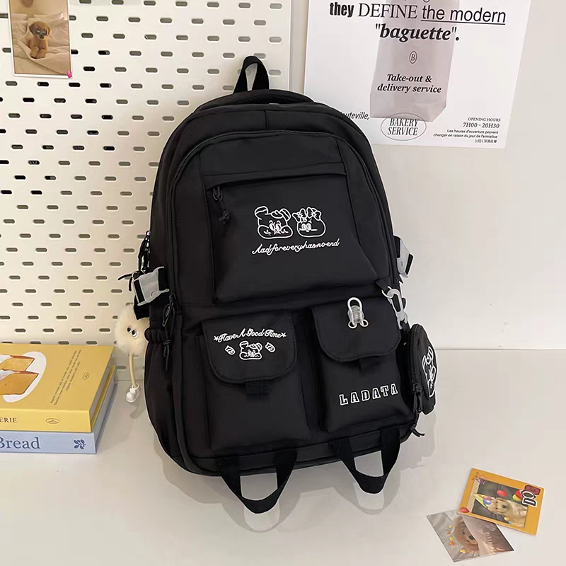 Mochila feminina escolar Multifuncional - Estilo Fofo e Versátil com pingente de grande capacidade impermeável XV-2421