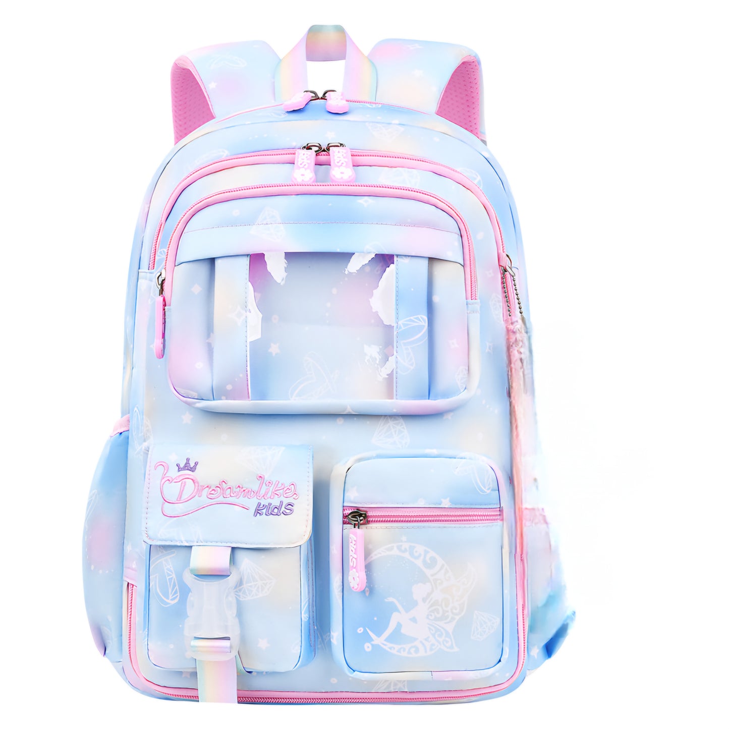 Mochila escolar infantil menina nylon impermeável colecao nova aberta estilo geladeira estudante 1832-2