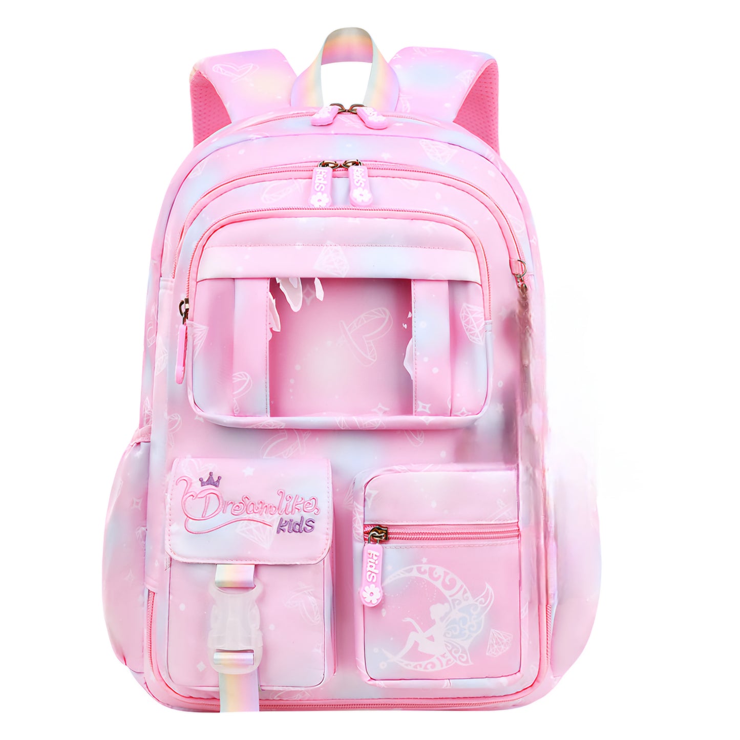 Mochila escolar infantil menina nylon impermeável colecao nova aberta estilo geladeira estudante 1832-2