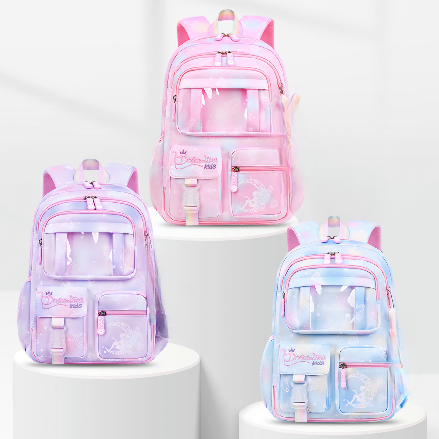 Mochila escolar infantil menina nylon impermeável colecao nova aberta estilo geladeira estudante 1832-2