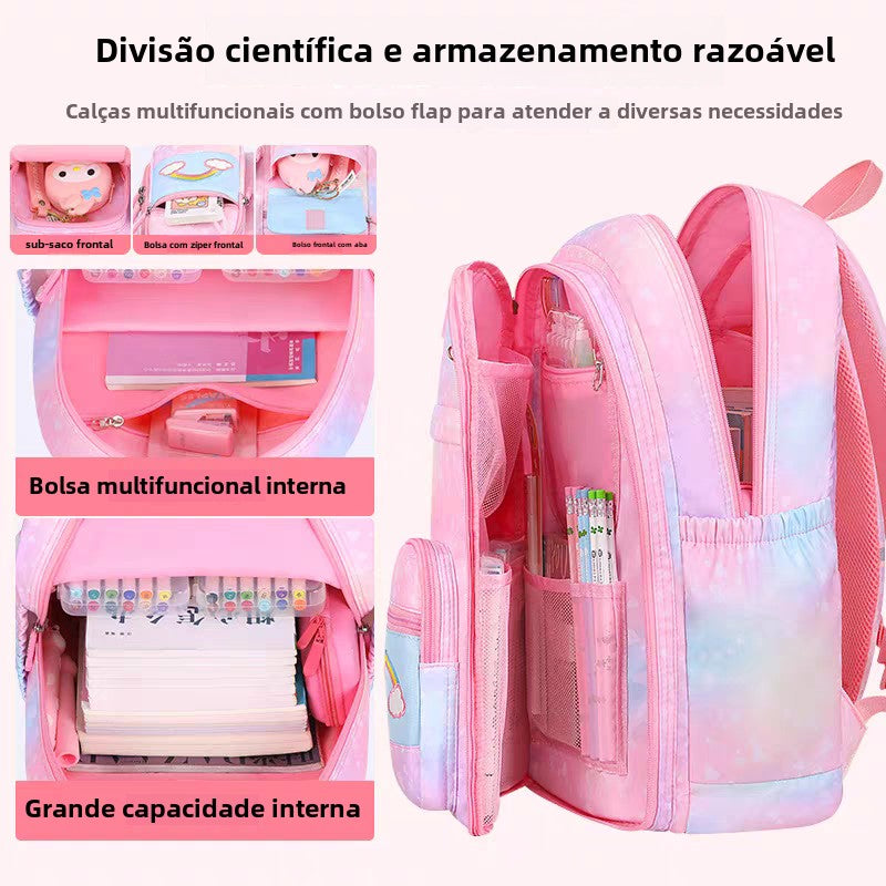Mochila escolar infantil menina nylon impermeável colecao nova aberta estilo geladeira estudante XV-251