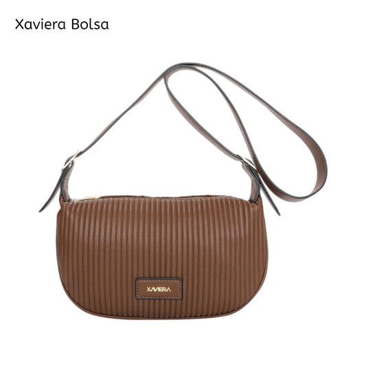 XAVIERA Bolsa Feminina Estilo Meia-Lua com Textura Canelada – Ref. WX-1641