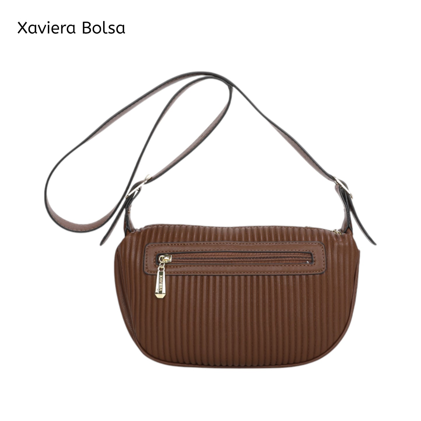 XAVIERA Bolsa Feminina Estilo Meia-Lua com Textura Canelada – Ref. WX-1641