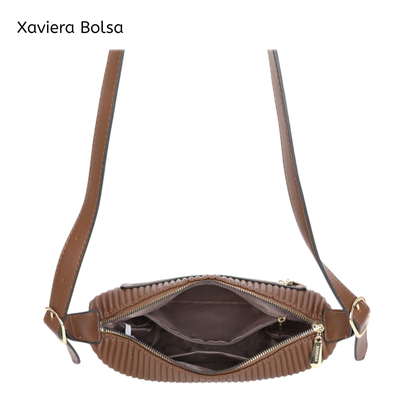 XAVIERA Bolsa Feminina Estilo Meia-Lua com Textura Canelada – Ref. WX-1641