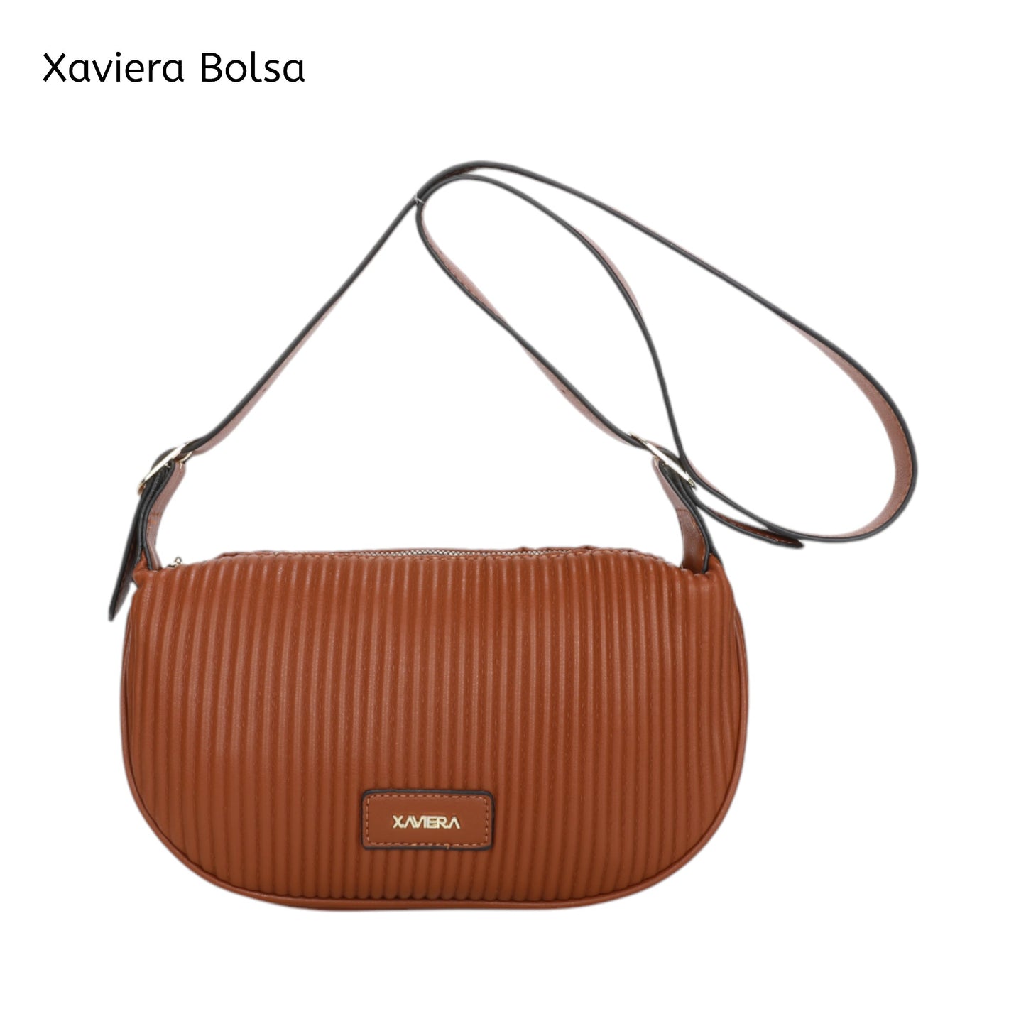 XAVIERA Bolsa Feminina Estilo Meia-Lua com Textura Canelada – Ref. WX-1641