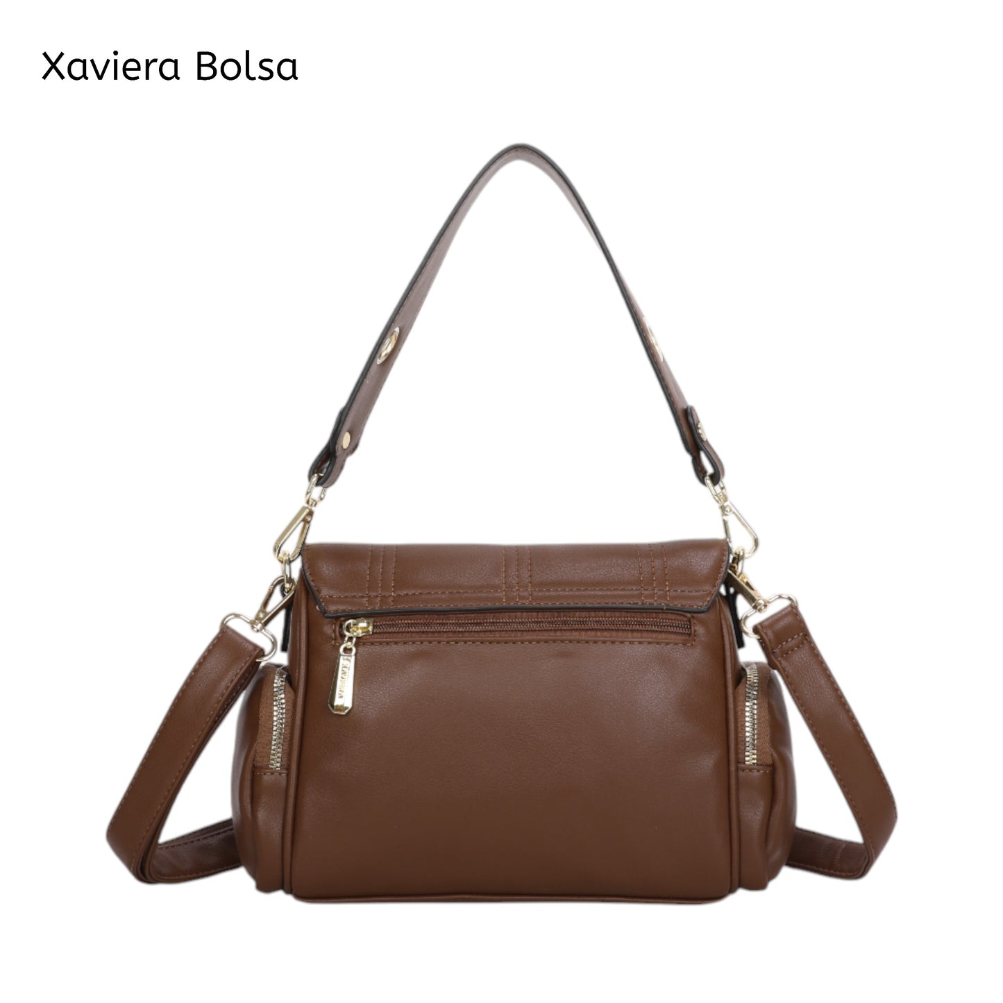 XAVIERA Bolsa Feminina Estilo Vintage com Aba Frontal e Alça Larga – Ref. WX-1635