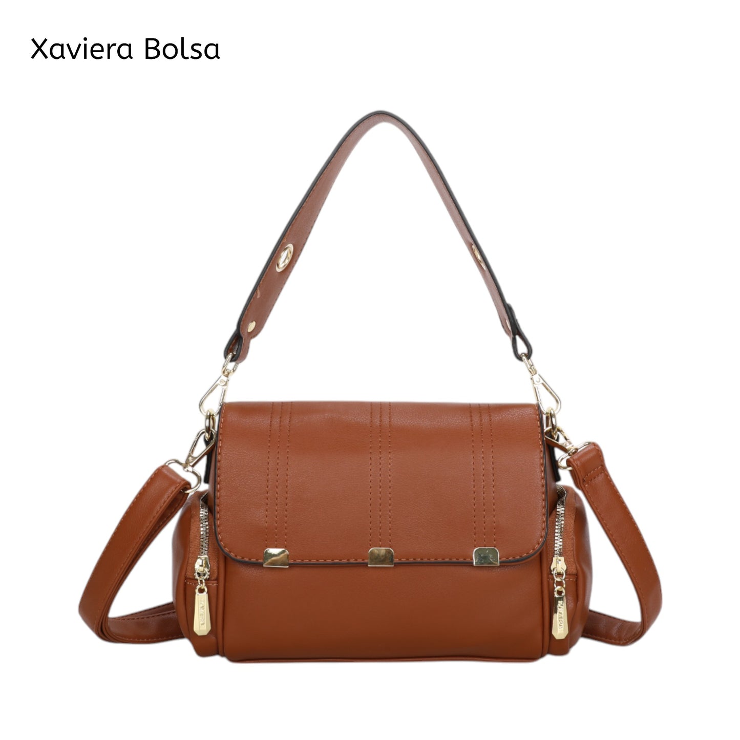 XAVIERA Bolsa Feminina Estilo Vintage com Aba Frontal e Alça Larga – Ref. WX-1635