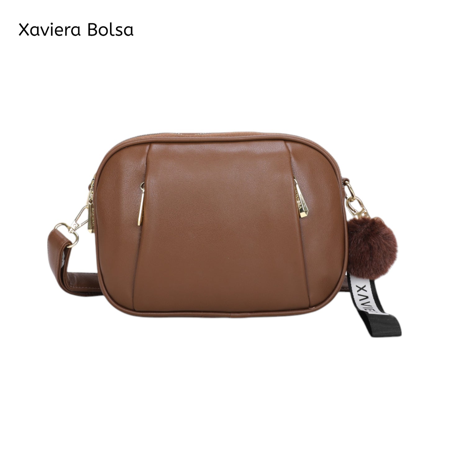 XAVIERA Bolsa Transversal Feminina com 2 Compartimentos e Pompom – Ref. WX-1619