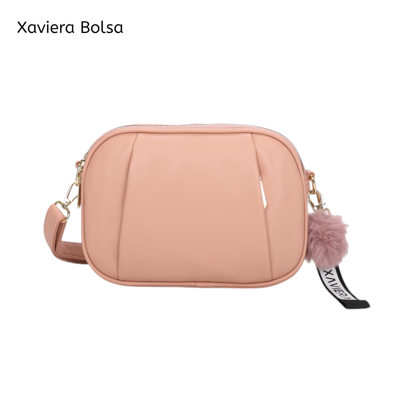 XAVIERA Bolsa Transversal Feminina com 2 Compartimentos e Pompom – Ref. WX-1619