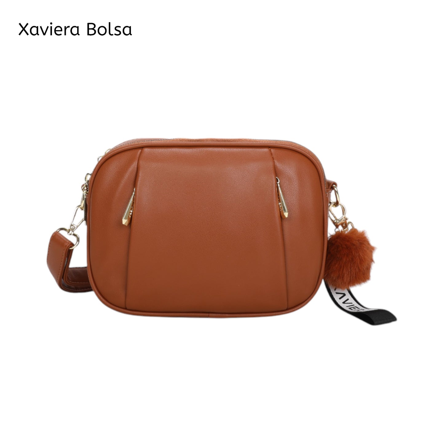 XAVIERA Bolsa Transversal Feminina com 2 Compartimentos e Pompom – Ref. WX-1619