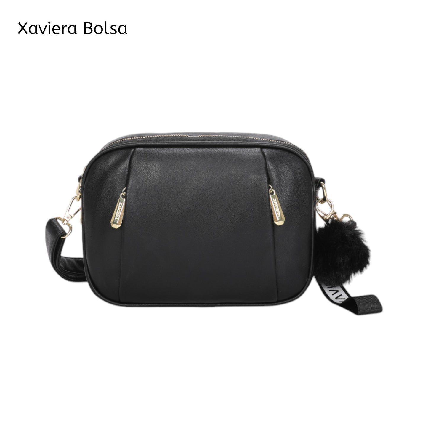 XAVIERA Bolsa Transversal Feminina com 2 Compartimentos e Pompom – Ref. WX-1619