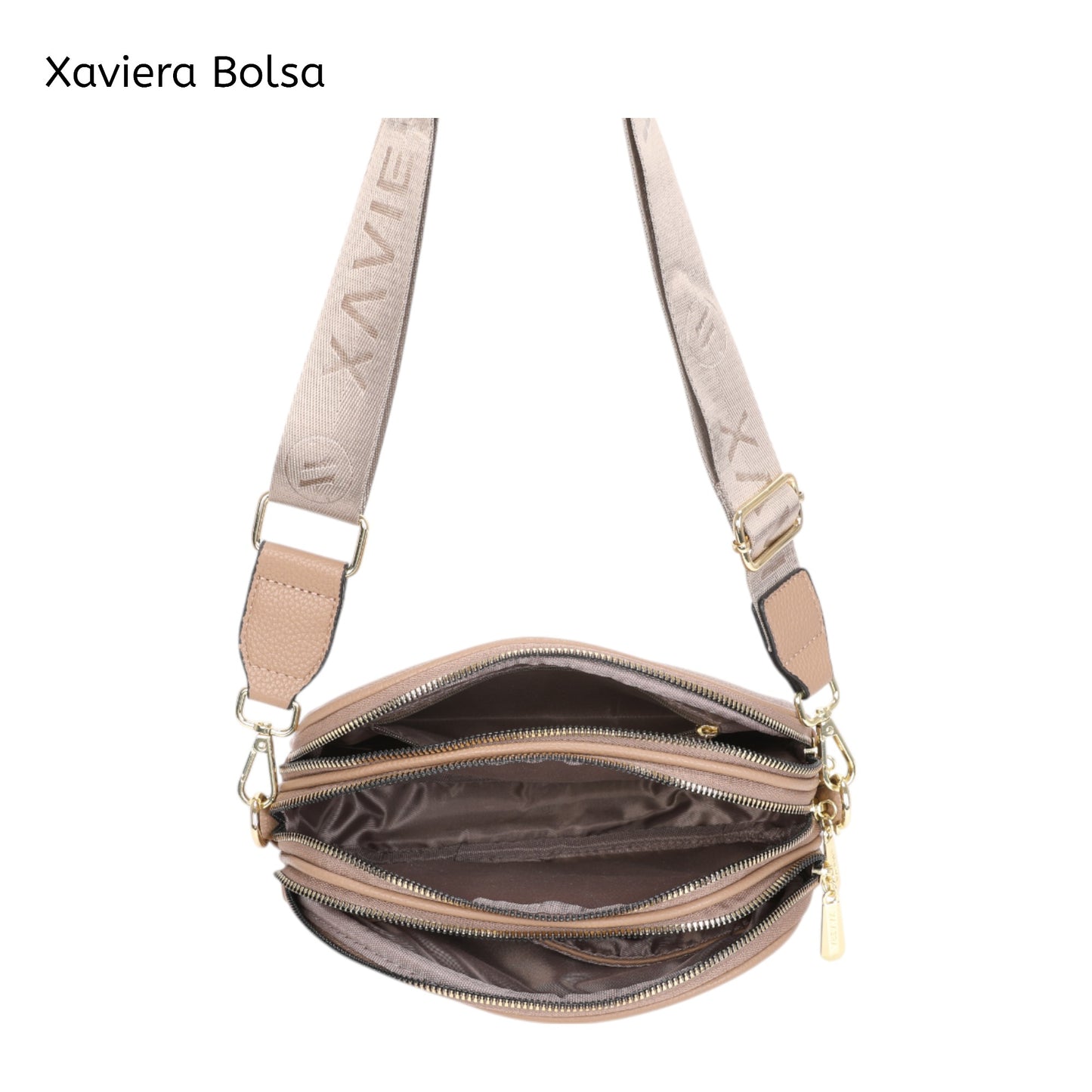 Bolsa Tiracolo Xaviera WX-1618 com Alça Larga Estampada e Múltiplos Bolsos