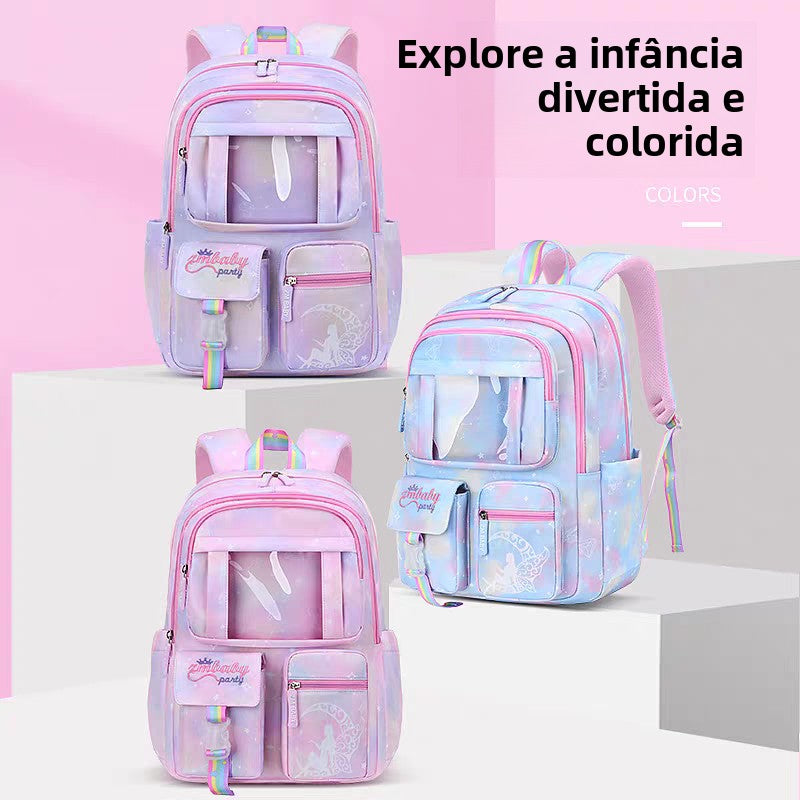 Mochila escolar infantil menina nylon impermeável colecao nova aberta estilo geladeira estudante 1832-2