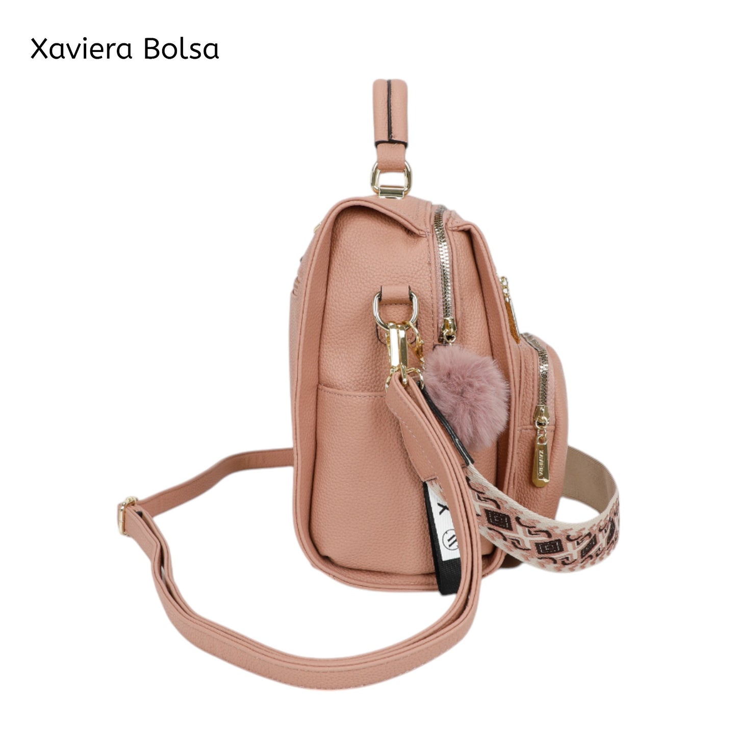 XAVIERA Bolsa Mochila Feminina com Bolsos Frontais e Alça Estampada – Ref. WX-1631